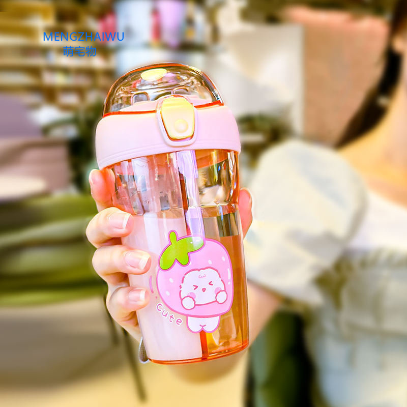 Trending household products 2023 cold novelty drink plastic cups cartoon girls kids sippy cup with straw for adults