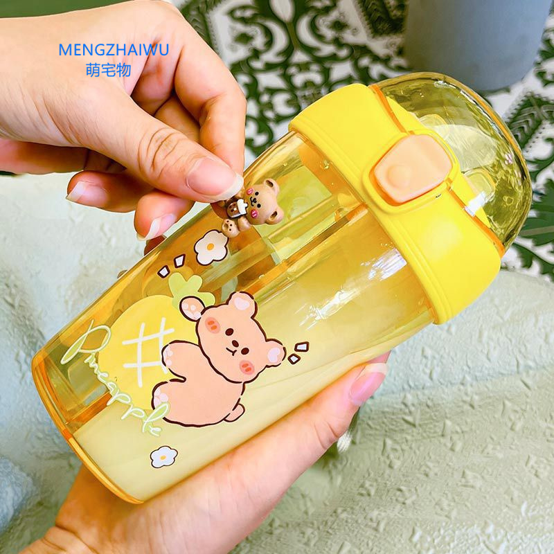 Trending household products 2023 cold novelty drink plastic cups cartoon girls kids sippy cup with straw for adults