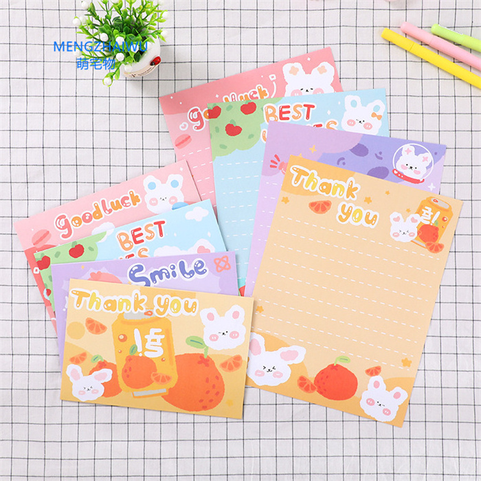 Pakistan new cute paper crafts cartoon rabbit animal message invitation card envelope students thank you greeting card sets