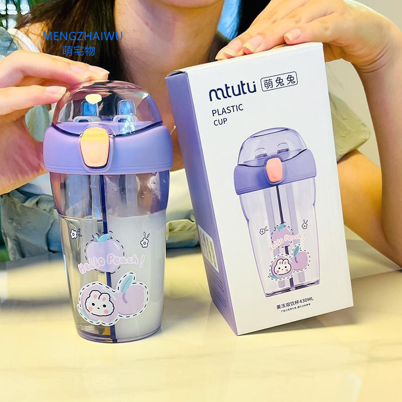 Trending household products 2023 cold novelty drink plastic cups cartoon girls kids sippy cup with straw for adults