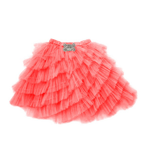 Gorgeous Kids Summer Wear Girls Puffy Tulle Skirt Red Veil Layered Tutu Skirt