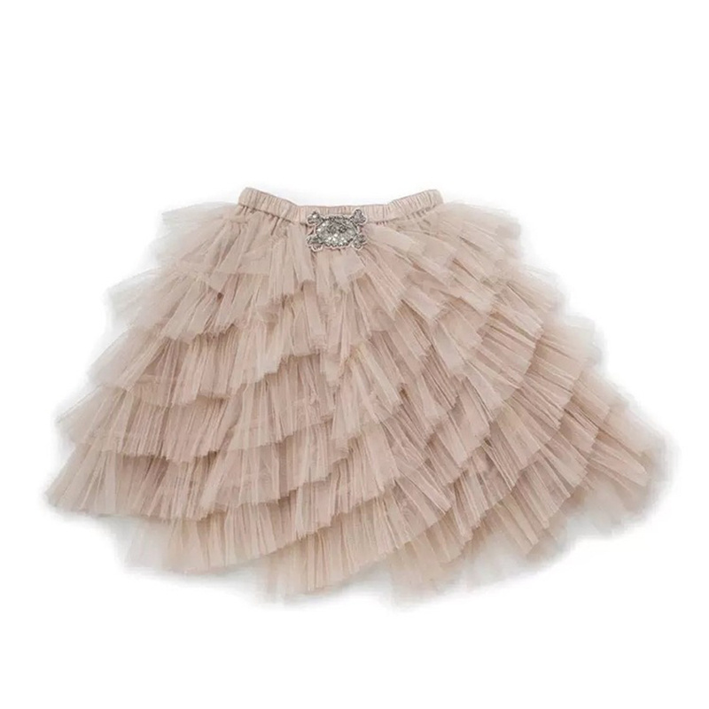 Gorgeous Kids Summer Wear Girls Puffy Tulle Skirt Red Veil Layered Tutu Skirt