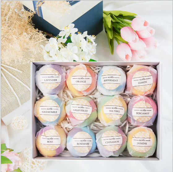 Wholesale Natural Moisturizing Spa Relaxing Bubble Bath Salt Set Bath And Body Christmas Fizzy Bathbombs Rose Bath Bomb Gift Set