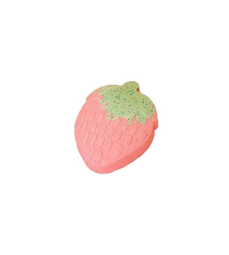 wholesale spa aromatherapy handmade fizzy organic kids bubble strawberry shape glitter bath bomb vegan private label bath bombs