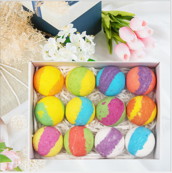 Wholesale Natural Moisturizing Spa Relaxing Bubble Bath Salt Set Bath And Body Christmas Fizzy Bathbombs Rose Bath Bomb Gift Set