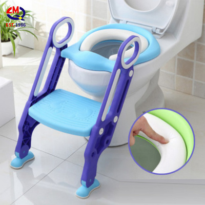 Wholesale Adjustable Plastic Toilet Seat Chair with Step Stool Ladder Baby Foldable Potty Training Seat