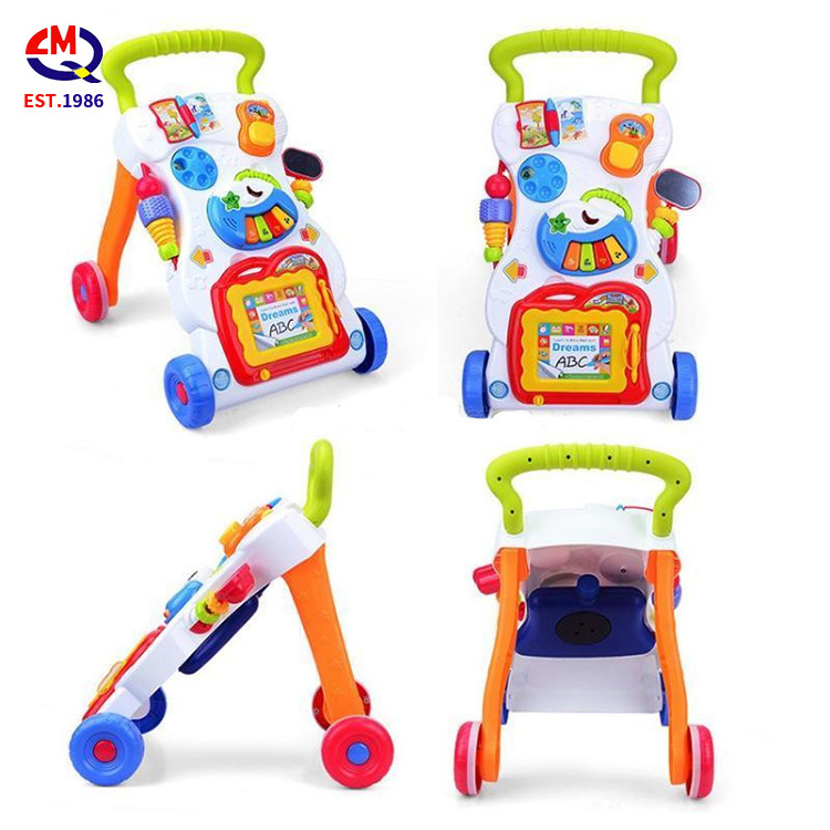 Luxury educational musical high quality sit to stand learning multifunction baby walker with drawing board