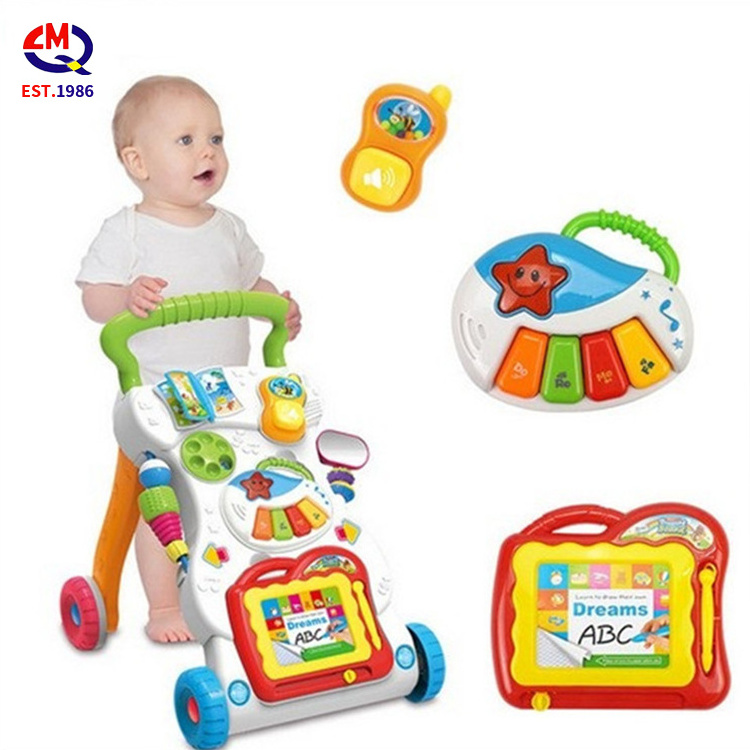 Luxury educational musical high quality sit to stand learning multifunction baby walker with drawing board