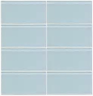 Blue White Subway 3x6 Glass Tile For Kitchen Backsplash