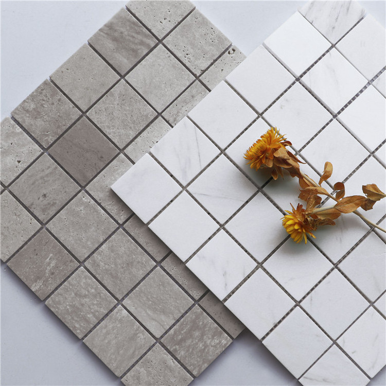 White Square Marble Mosaic Stone Mosaic Tiles Backsplash