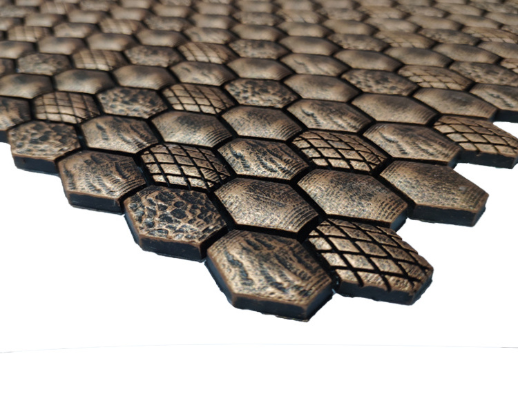 Metallic Copper Resin Luxury Turkish Light Emperador Mosaic Tile