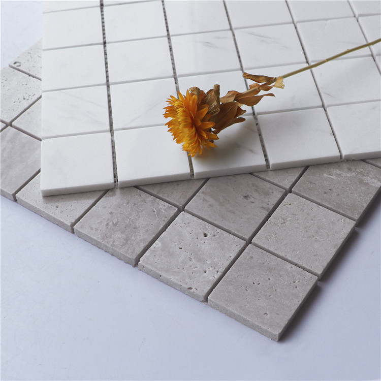 White Square Marble Mosaic Stone Mosaic Tiles Backsplash