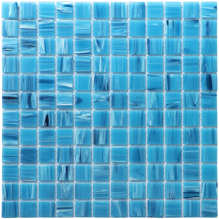 Swimming Pool Mosaic Tile Mixed Blue Green Hand Painting Glass Mosaic Tiles Backsplash