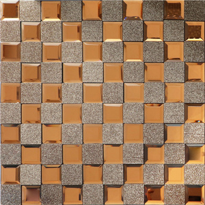 Gold Beveled Glass Mirror Glass Tile Mosaic For Backsplash