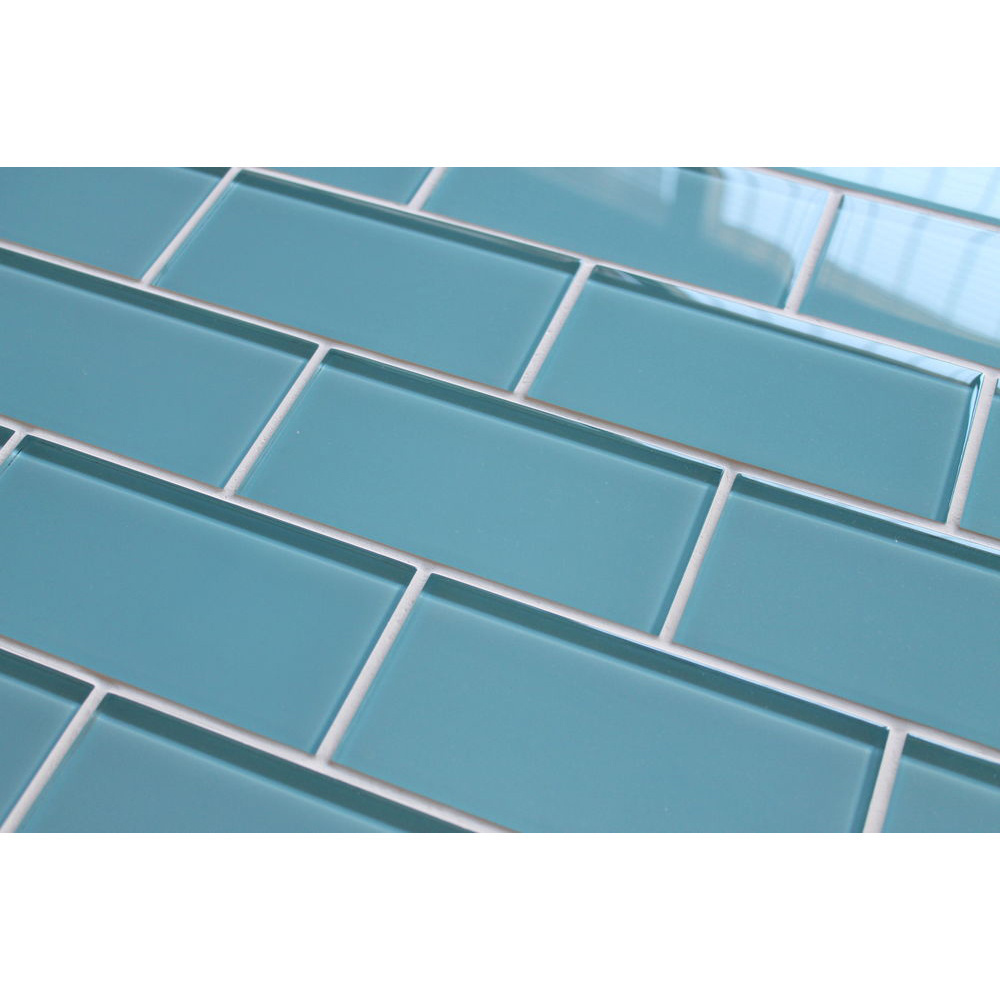 Blue White Subway 3x6 Glass Tile For Kitchen Backsplash