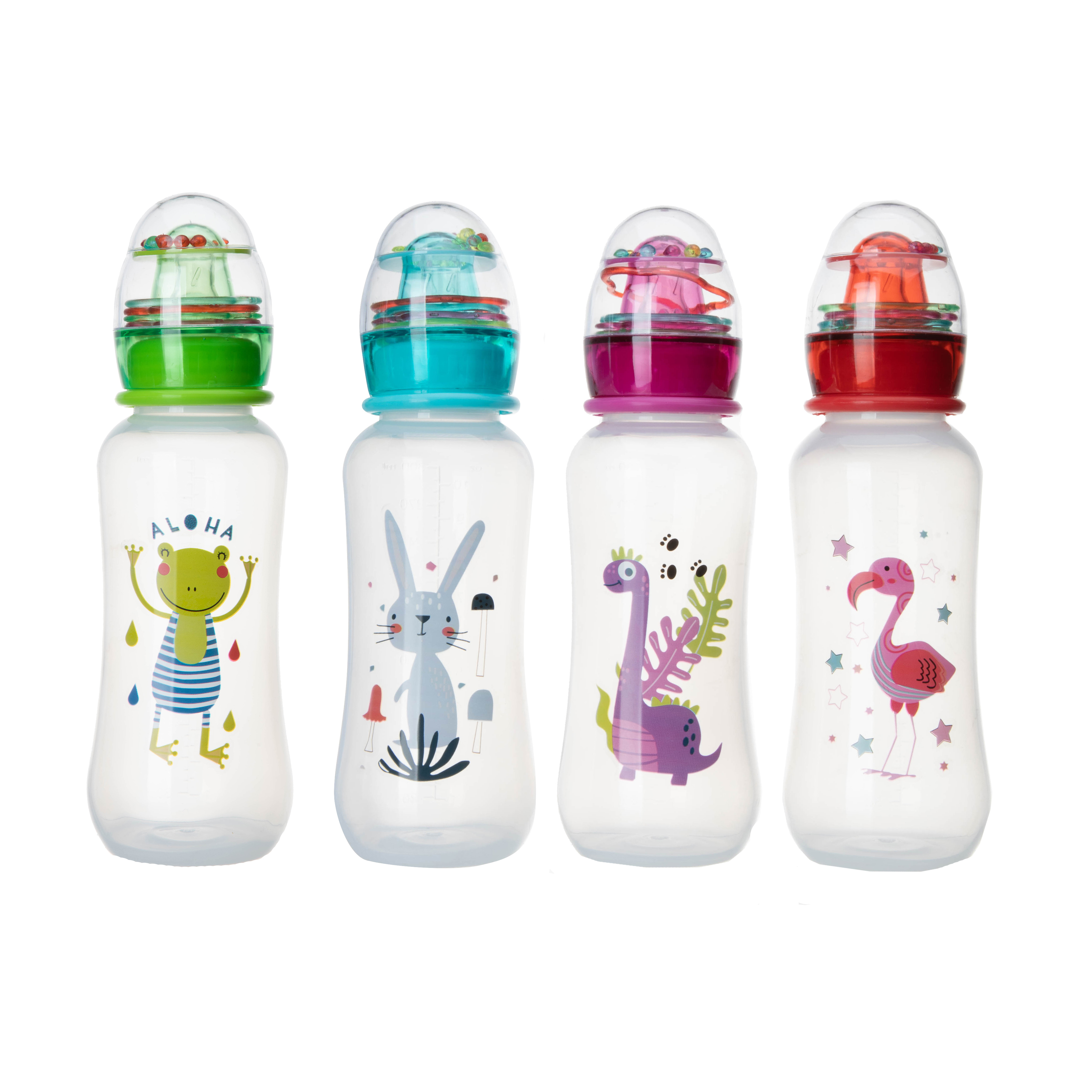 Hot Selling Products 10 OZ BPA Free Baby Feeding Bottles with Rattle baby feeding bottle