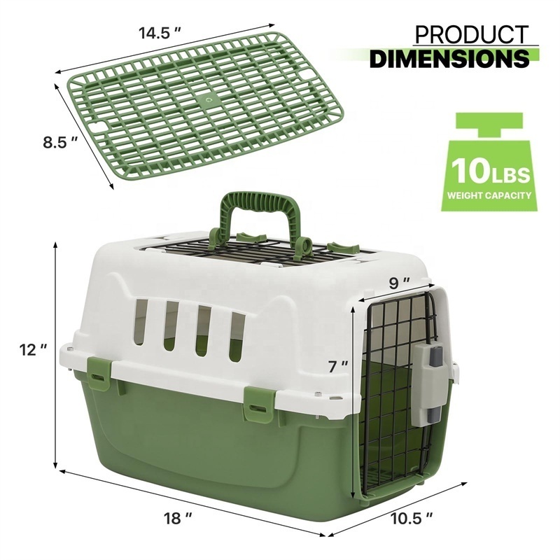 Hard-sided 2-door plastic dog travel carrier on wheels airline approved dog kennel pet carrier