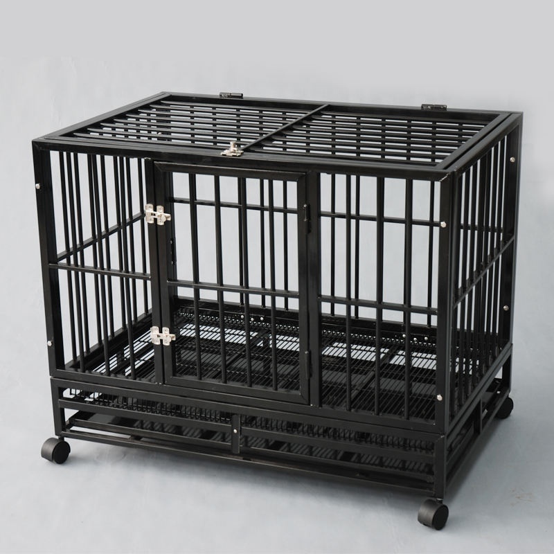 Wholesale Black Durable Dog Cages Metal Kennels Foldable Heavy Duty Dog Crate Pet Crate