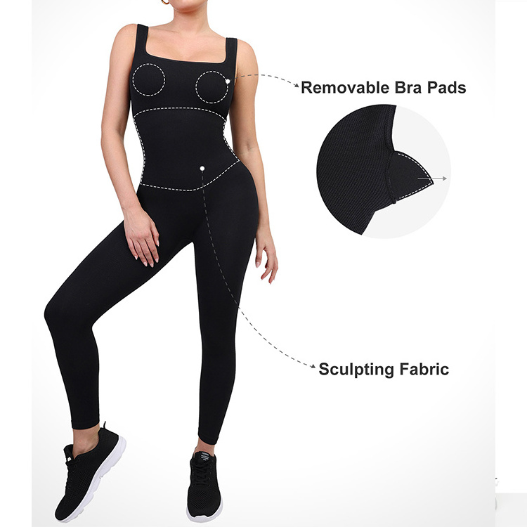 Hexin Plus Size Bodycon Seamless Sports Square Fitness Bodysuit Workout Women Gym Sport One Piece Yoga Jumpsuit For Women