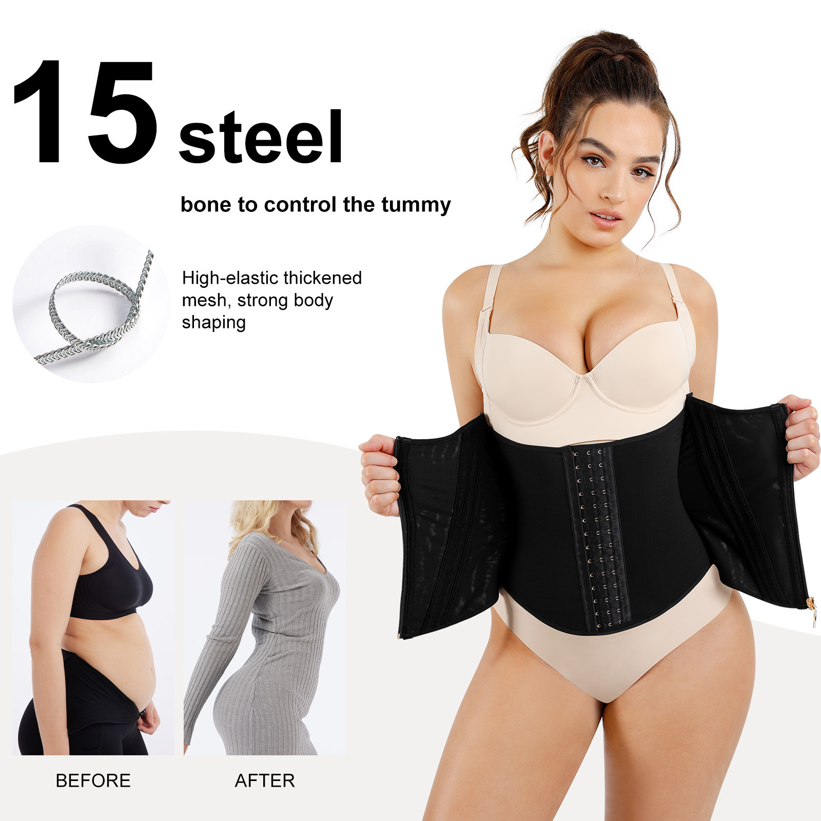 HOT SALE Custom Logo Compression Double Belt Women Slimming Abdominal Control Latex Waist Trainer