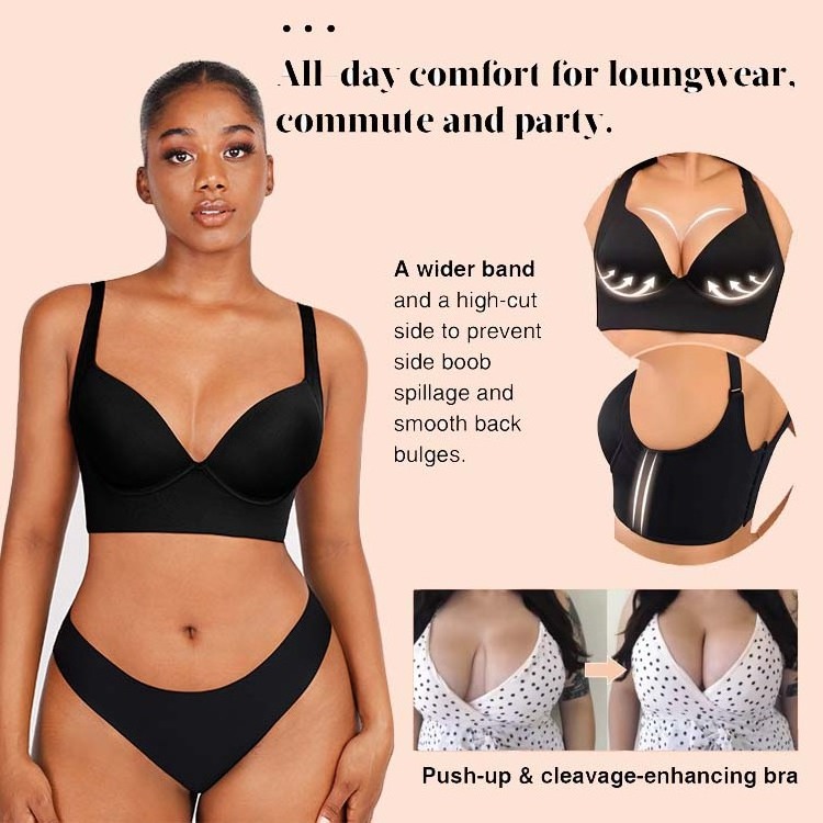 Custom Service Seamless Bra & Brief Sets Sculpting Hide Back Deep Cup Bra With Shapewear Push up Body Shaping Bra For Women