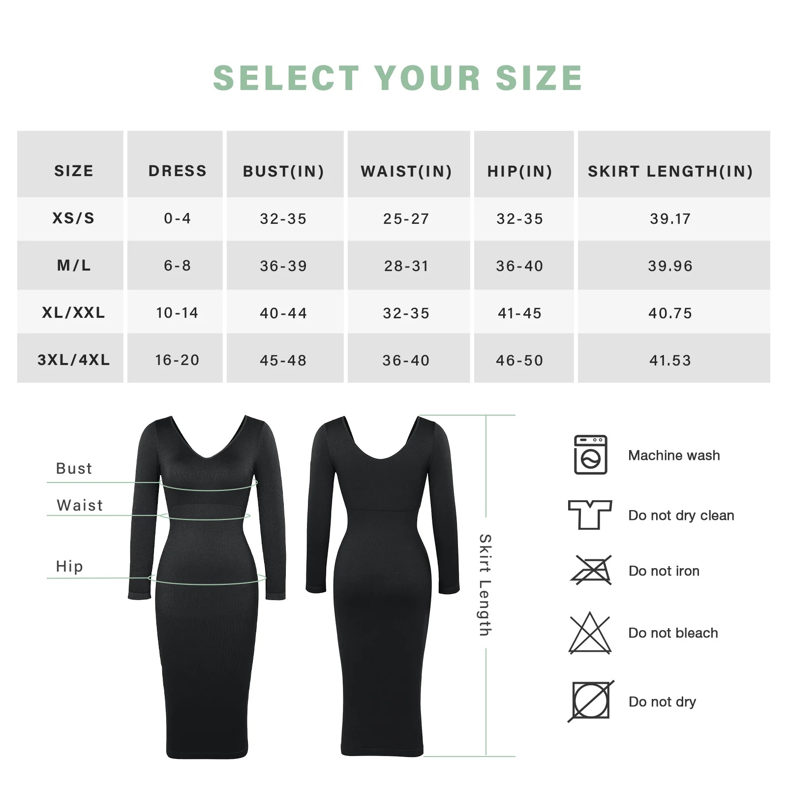 Wholesale Seamless V Neck Eco-friendly built-in shapewear maxi dress Long Sleeve Shaper Dress midi bodycon dresses 2023