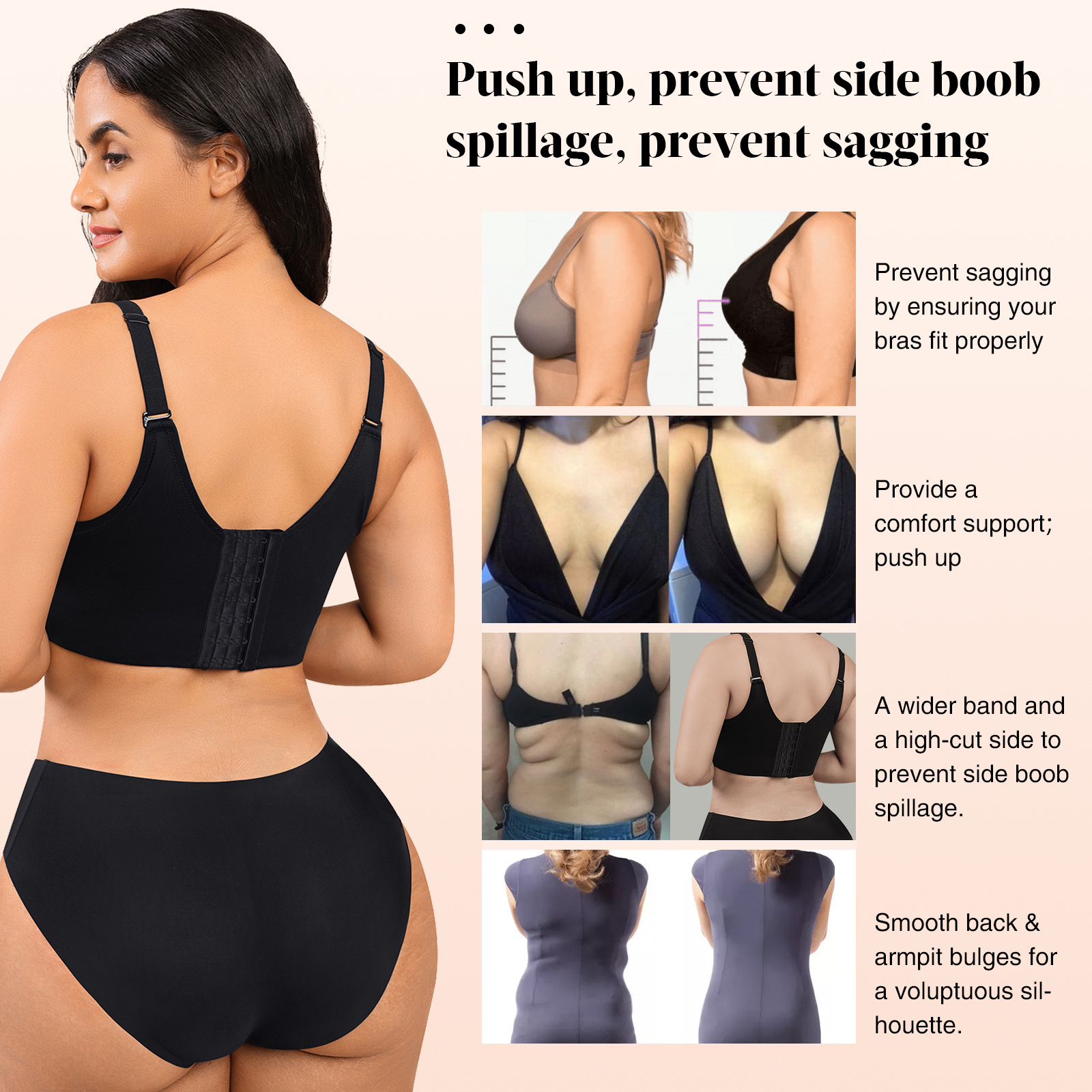 Custom Service Seamless Bra & Brief Sets Sculpting Hide Back Deep Cup Bra With Shapewear Push up Body Shaping Bra For Women