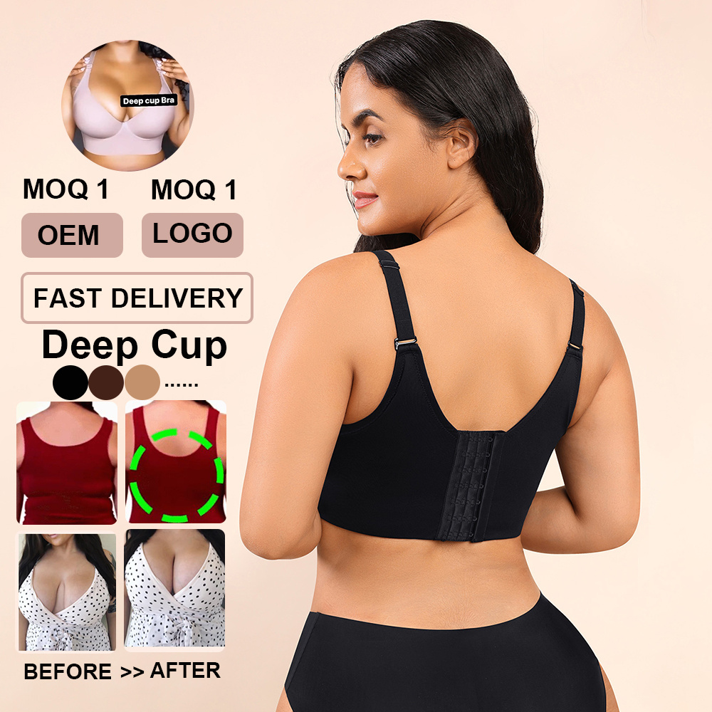 Custom Service Seamless Bra & Brief Sets Sculpting Hide Back Deep Cup Bra With Shapewear Push up Body Shaping Bra For Women