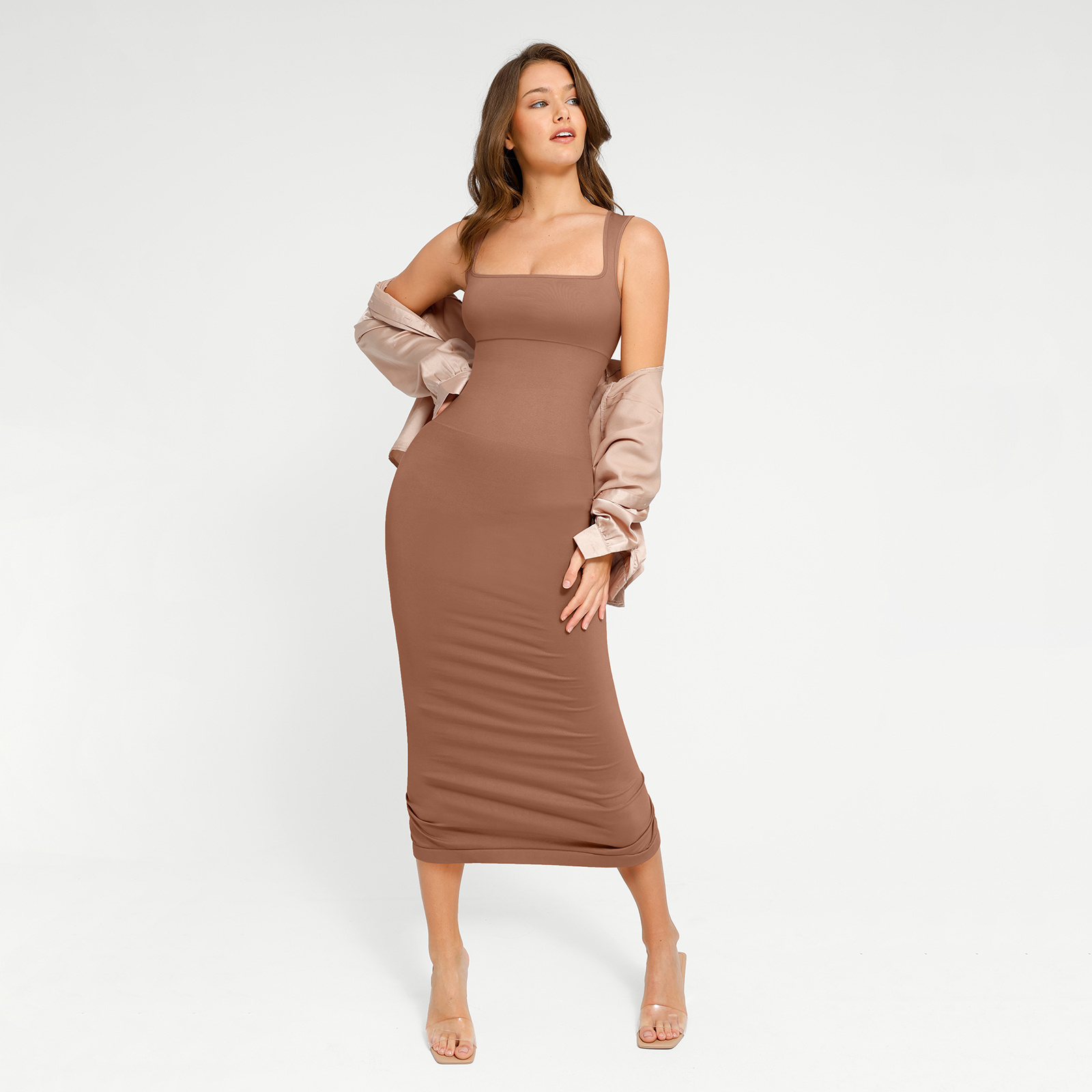 Hexin wholesale dress with built in shapewear bodycon dress knitted mixi dress