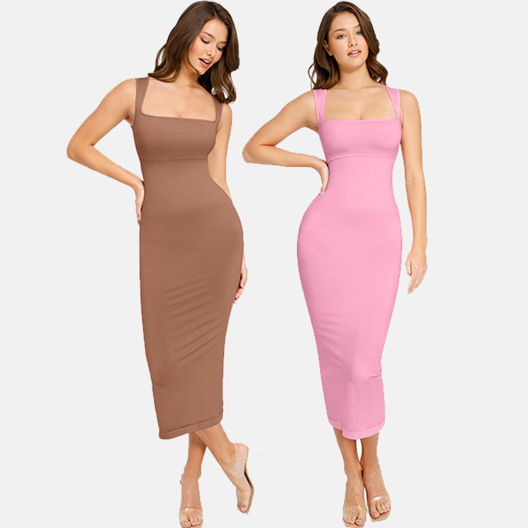 Hexin wholesale dress with built in shapewear bodycon dress knitted mixi dress