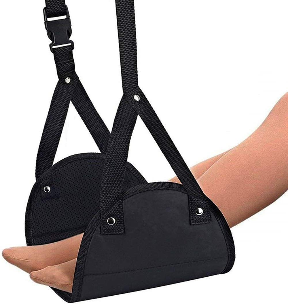 Portable Black Hanging Travel Footrest Adjustable Footrests Hammock for Flight