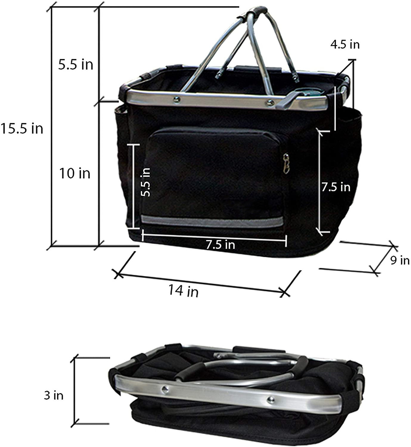 BSCI custom Foldable Cat Dog Carrier Front Bicycle Basket Shopping Bag Bike Basket