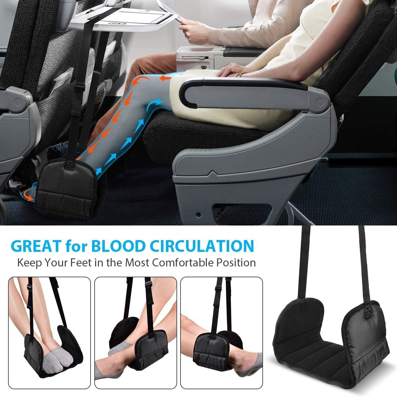 Airplane Footrest Foot Hammock Portable Plane Leg Rest Travel Foot Rest for for Long Flight