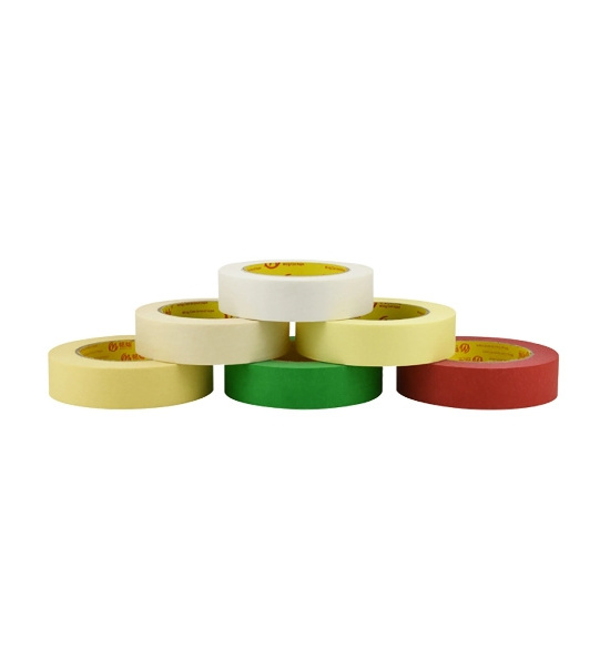 Colored Auto Car Trim Adhesive Masking Paper Tape Single Sided Rubber Acid Free Waterproof Painters Crepe Cheap