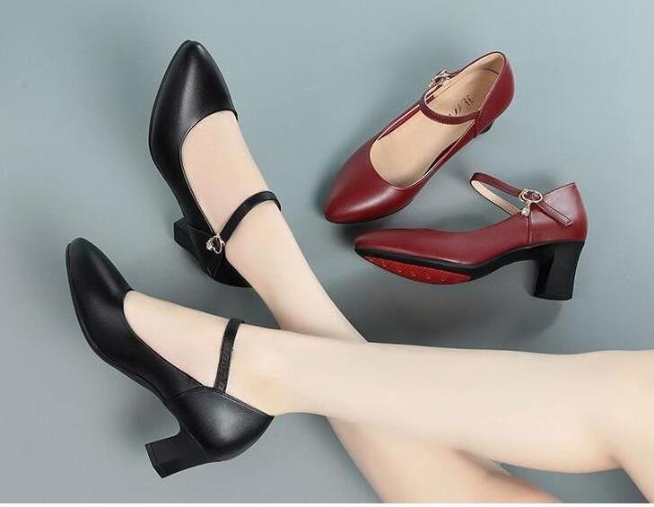 Fashionable Red Latin Dance Shoes for Women with Medium  Genuine leather heels Jazz shoes