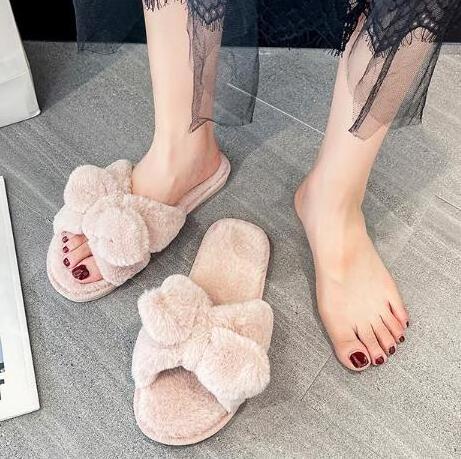 Factory Price Plush Slippers Winter Shoes Big Size Home Slippers Plush Women Indoor Warm Fluffy Cotton Slippers