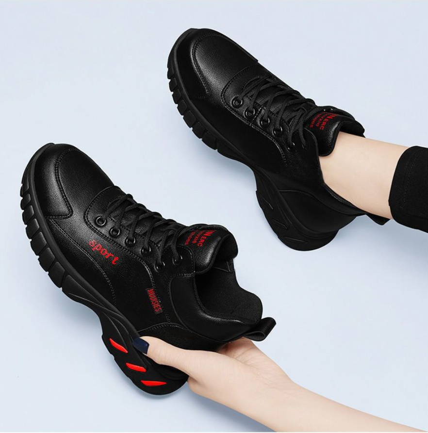 Fashion new Walking Styles School Shoes Custom Logo Pu Leather Ladies Black Shoes For Women