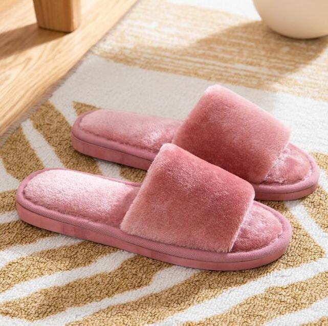 Fashion Ladies Comfortable Soft Faux Fur Warm Slider Slippers Bedroom Indoor Shoes Winter House Slippers Women