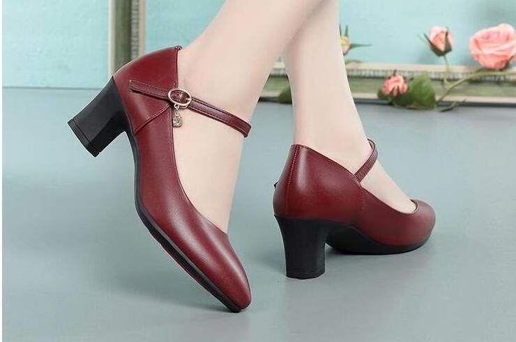 Fashionable Red Latin Dance Shoes for Women with Medium  Genuine leather heels Jazz shoes