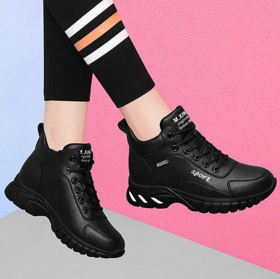 Fashion new Walking Styles School Shoes Custom Logo Pu Leather Ladies Black Shoes For Women