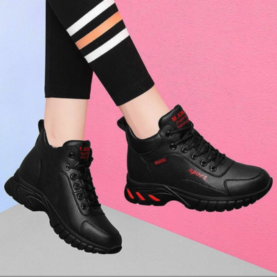 Fashion new Walking Styles School Shoes Custom Logo Pu Leather Ladies Black Shoes For Women