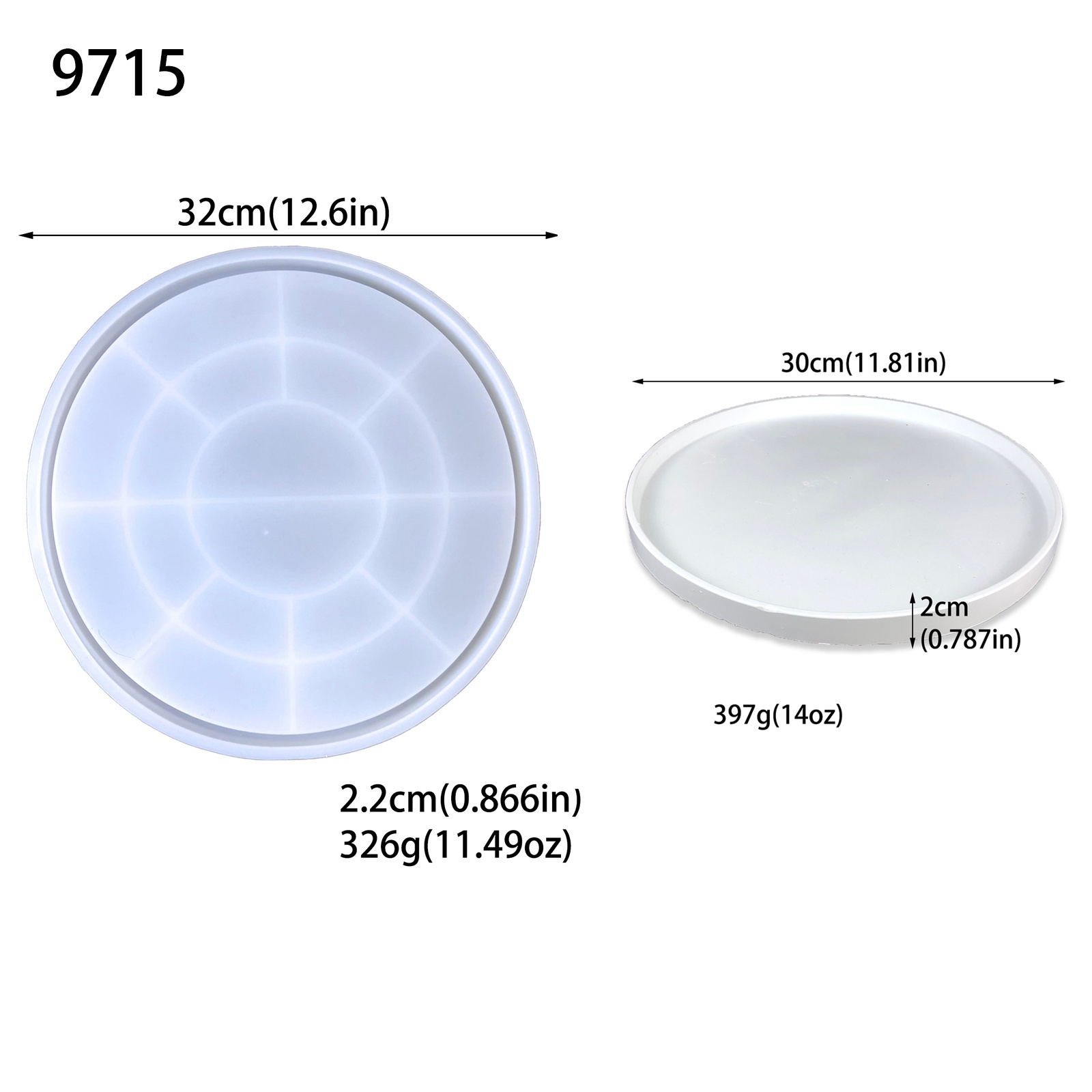 9715 30*2cm  Silicone Tray Mold for Big Round Planter Concrete Molds Gypsum drip tray mold