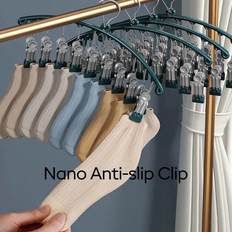 NISEVEN Wholesale Durable 10 Clips Underwear Hangers Windproof Clothes Rack with Rubber Coated Stainless Steel Sock Drying Rack