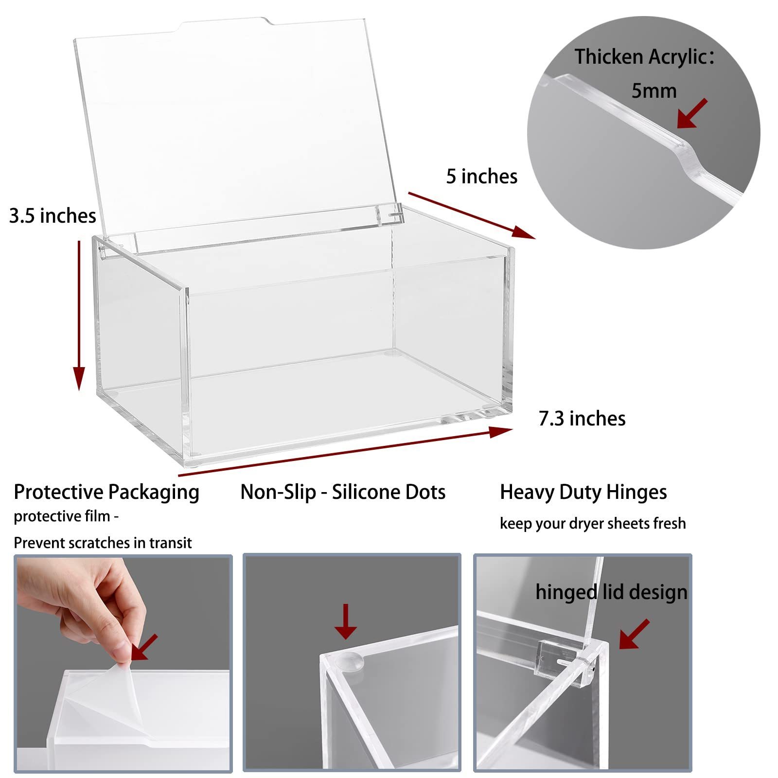 NISEVEN Wholesale Laundry Room Dryer Sheet Holder Waterproof Tissue Holder With Lid Clear Acrylic Dryer Sheet Dispenser