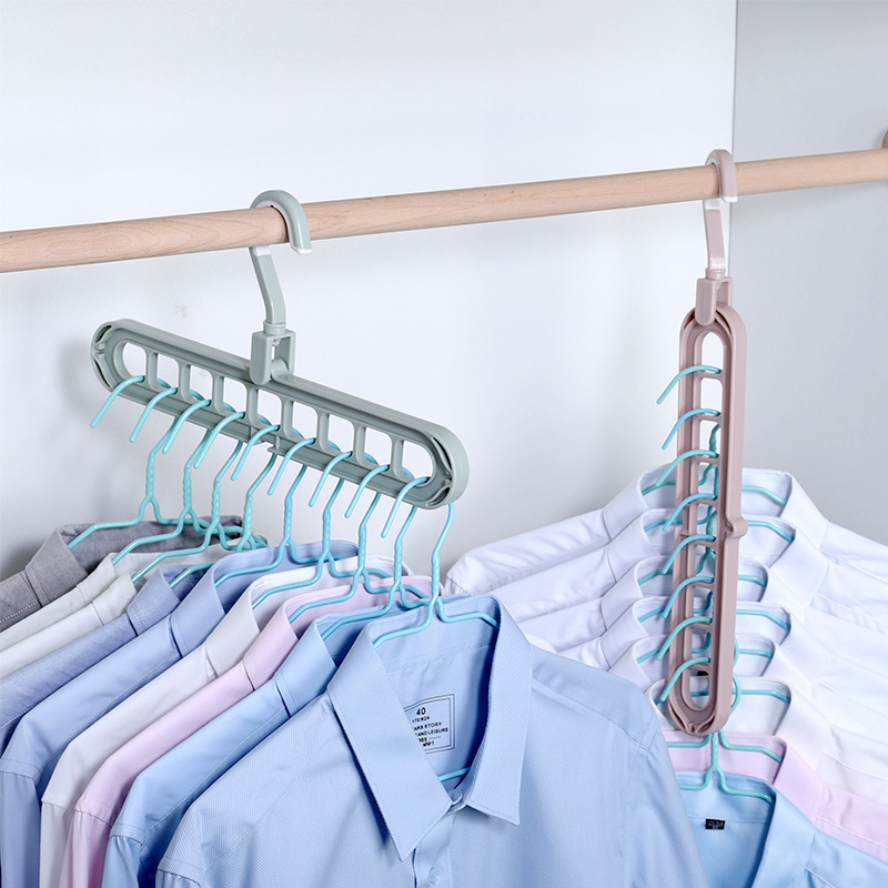 NISEVEN Wholesale 9 Holes Hangers For Cloths Rotatable Clothes Hangers Wardrobe Space Saving Plastic Magic Hanger