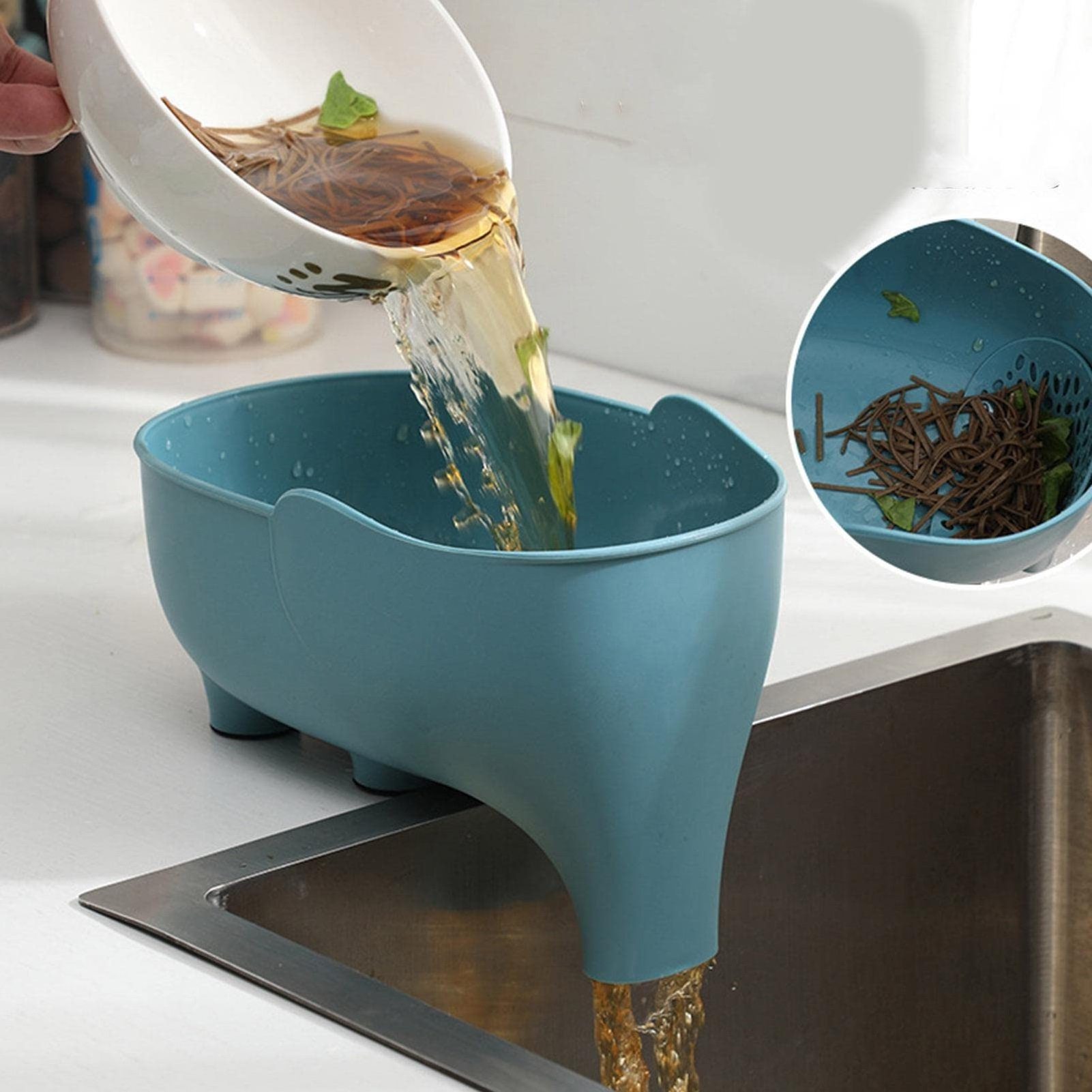 NISEVEN Custom Multifunction Kitchen Sink Drain Basket for Vegetables and Fruits Plastic Kitchen Strainer Elephant Dish Drainer