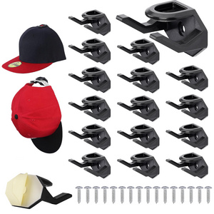 NISEVEN Modern Creative 16pcs/Set No Drilling Hat Display Rack Bedroom Wall-Mounted Hat Hanger Hook Black Self-Adhesive Hat Hook