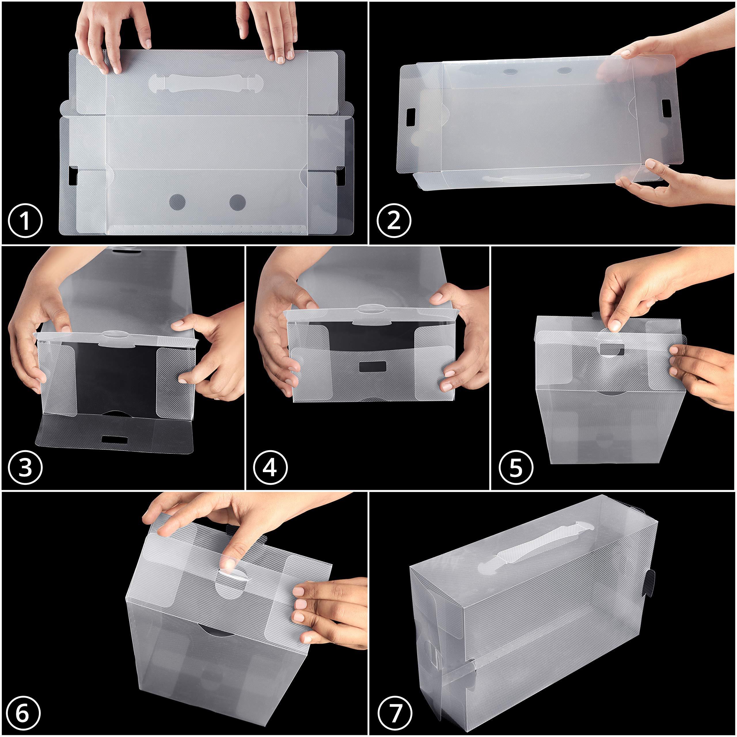 Wholesale 10 Pack Set Stackable Clear Plastic Shoe Box Storage Folding Shoe Storage Boxes For Shoes Display