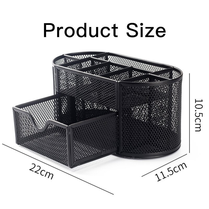 NISEVEN Wholesale School Office Supplies Pen Holder With 9 Grids Metal Mesh Desk Organizer Office Desk Organizer