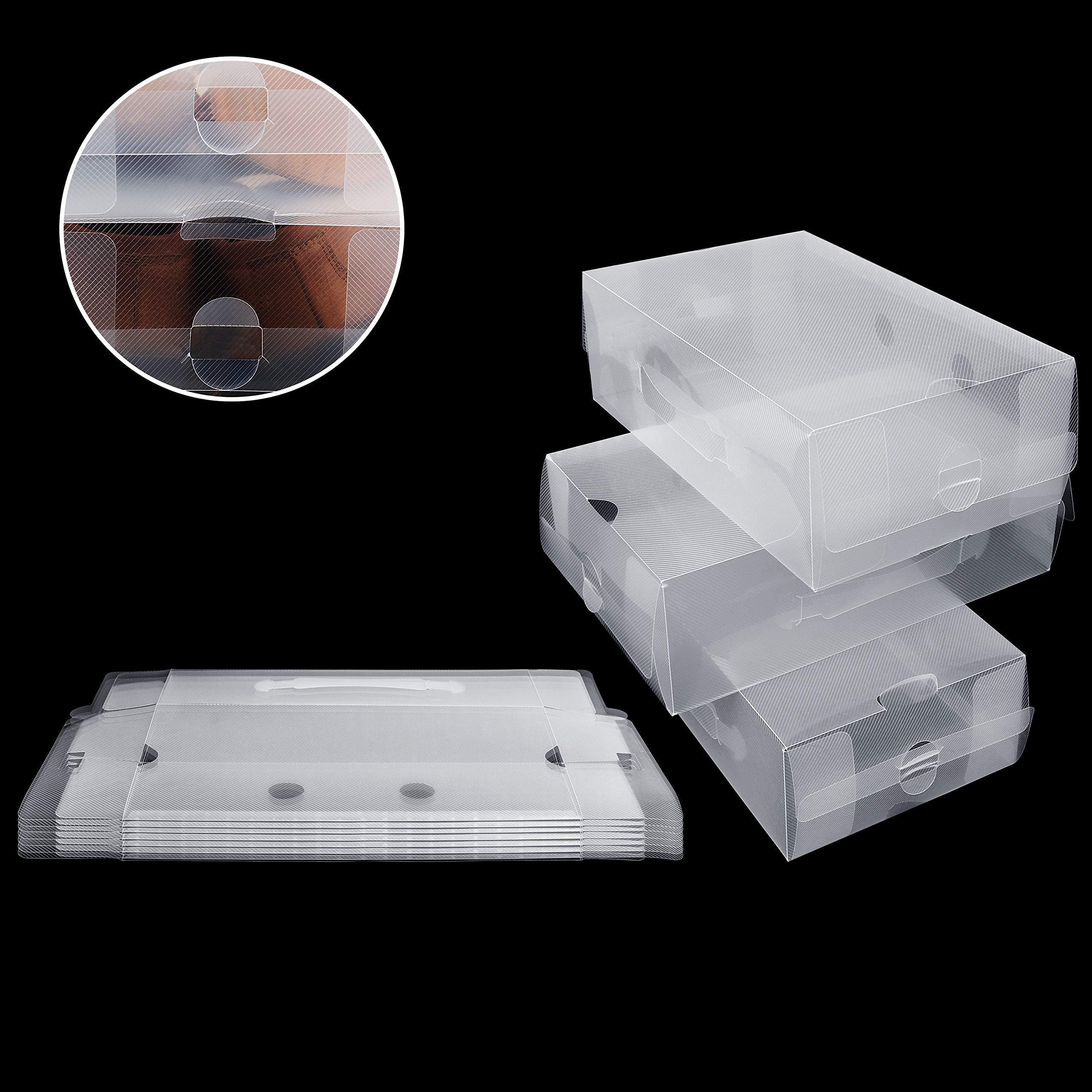 Wholesale 10 Pack Set Stackable Clear Plastic Shoe Box Storage Folding Shoe Storage Boxes For Shoes Display